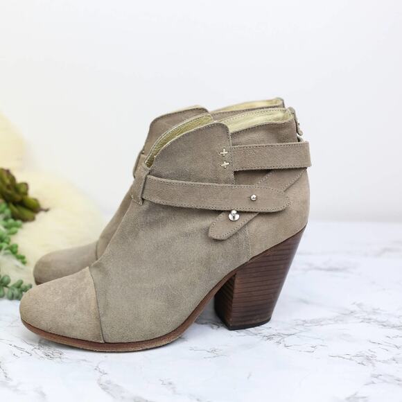Rag & Bone Harrow Taupe Brown Suede Leather Ankle Boots Size 38.5 Women's - Picture 3 of 6